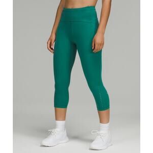 Lululemon 'Swift' Green Polyamide Speed High-Rise Crop 21" Legging Size 10